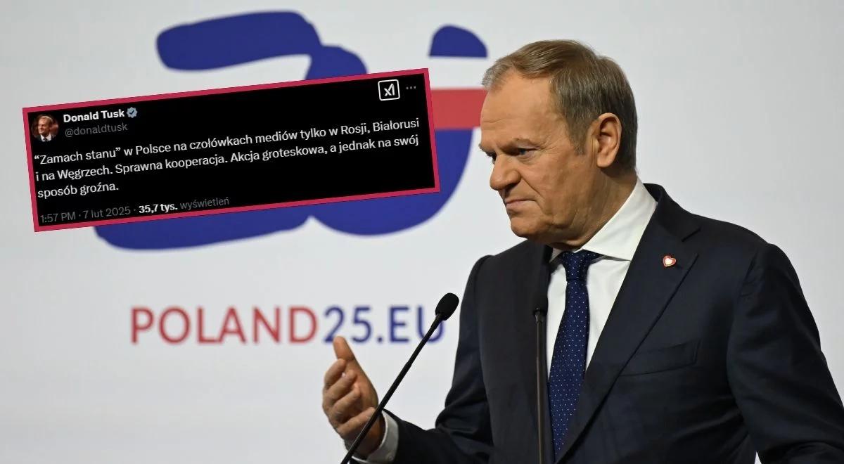 Tusk o "zamachu stanu" w Polsce: jest na czołówkach mediów tylko w Rosji, Białorusi i na Węgrzech