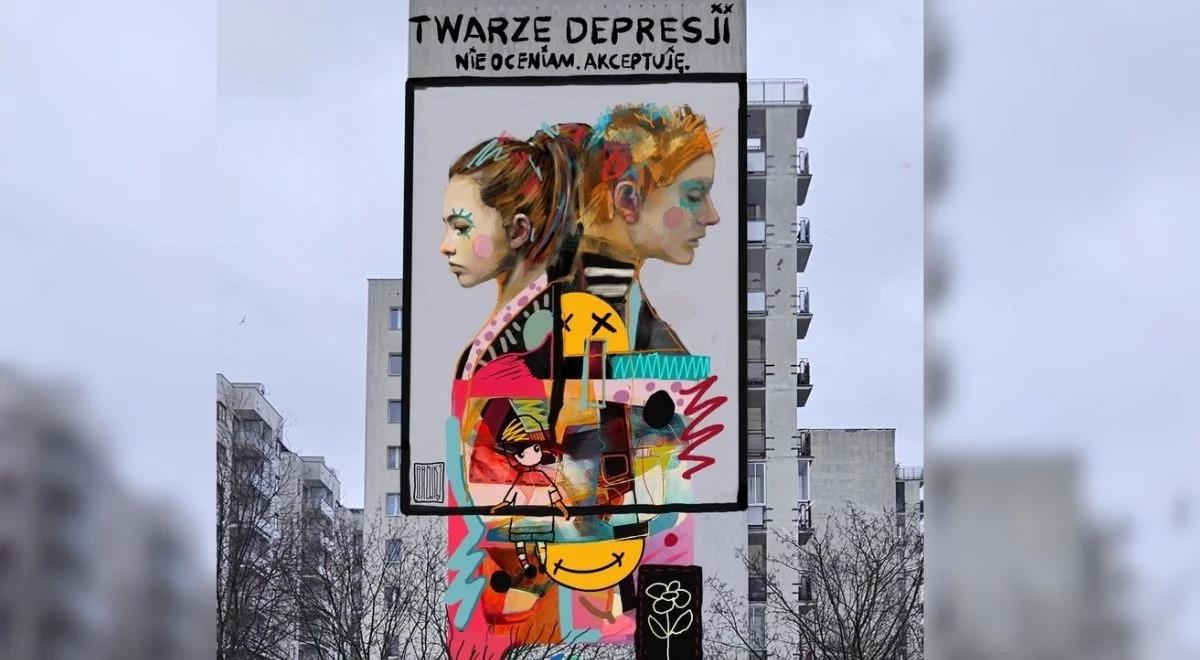 Mural akcji "Twarze depresji". "To artystyczny obraz tej choroby" 